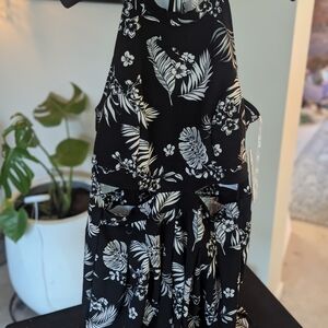 Floral Black and White Jumpsuit